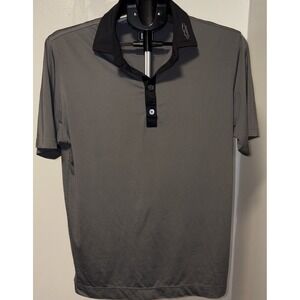 FootJoy FJ Mens Athletic Fit Lisle Golf Polo Shirt Gray Black Collar Small S